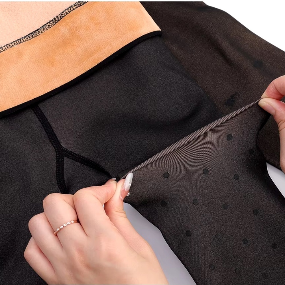 Heart polka dot super soft fleece lined high waist women's tights size XS - Picture 7 of 10